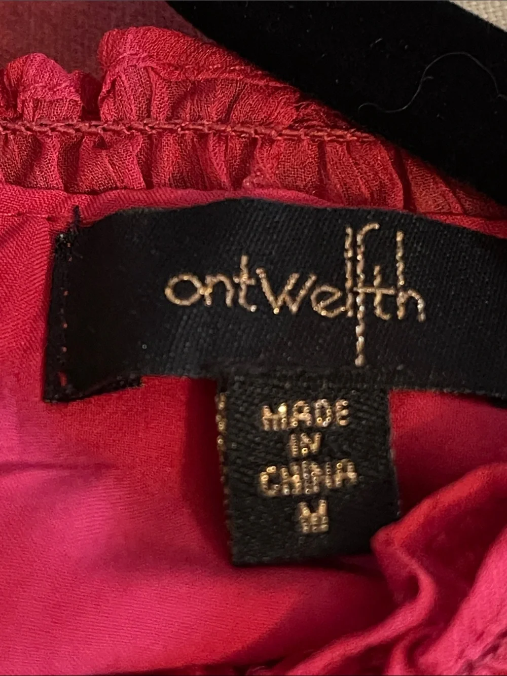 OnTwelfth Crimson Ruffle-Smocked Peplum Blouse - Picture 5 of 5